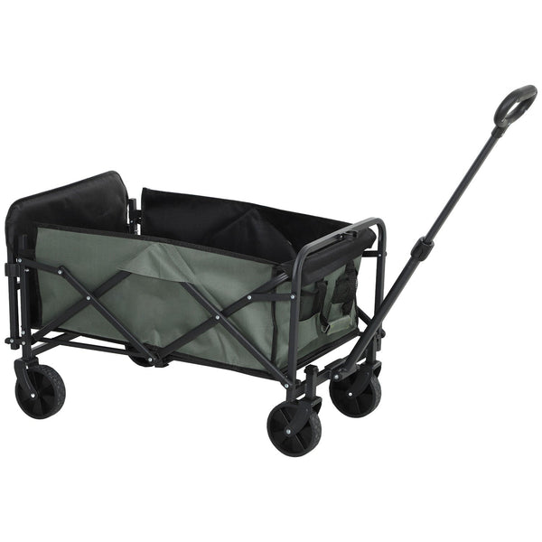 Carrello da Giardino 114x46x65-92 cm Capacità 72L Pieghevole con Pannello Apribile in Acciaio e Poliestere Verde online