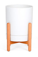 Porta Vaso Fioriera Ø16,6x33 cm in Polipropilene e Legno Bianco Faggio Naturale