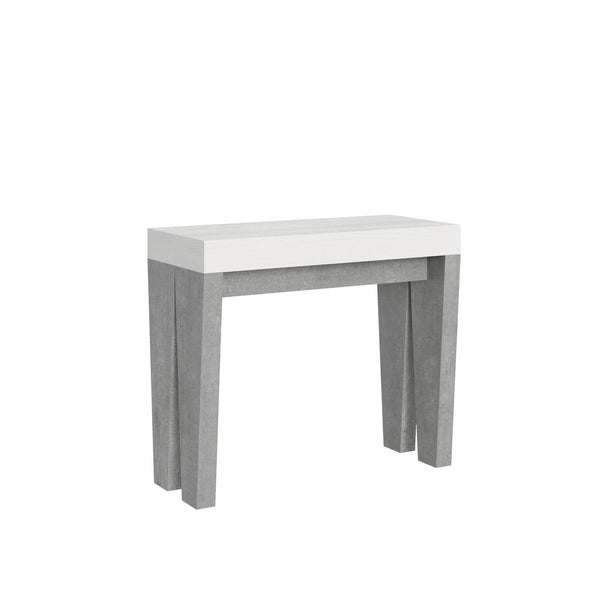 Console Extensible 90-300x40x77 cm en Mélamine Blanc et Gris prezzo