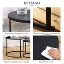 Set 2 Tavolini Bassi Sovrapponibili in Ferro Nero