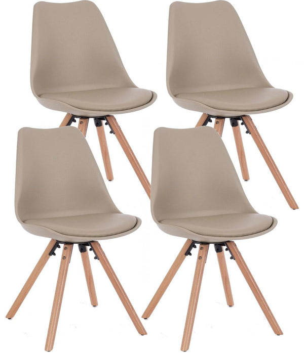 online Lot de 4 Chaises 54x49x83,5 cm en Simili Cuir Gris Tourterelle