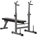 Panca Pesi Pieghevole con 8 Altezze Regolabili e Supporto Bilanciere in Acciaio e PU Grigio