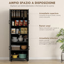 Mobile Dispensa da Cucina 60x30x170,5 cm con 5 Ripiani Regolabili e 4 Ante in Legno Nero      