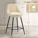 Set 2 Sgabelli Bar Girevoli 49x52x88 cm con Schienale e Braccioli Rivestimento in Velluto a Coste e Poggiapiedi Beige      
