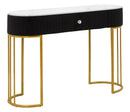 Consolle Fissa 1 Cassetto 100x43x74 cm in Metallo e Tessuto Imbottito Nero