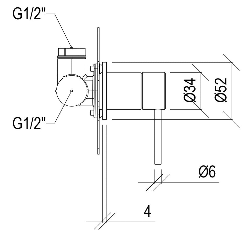 Miscelatore Rubinetto Monocomando per Doccia da Incasso Rame Tevere
