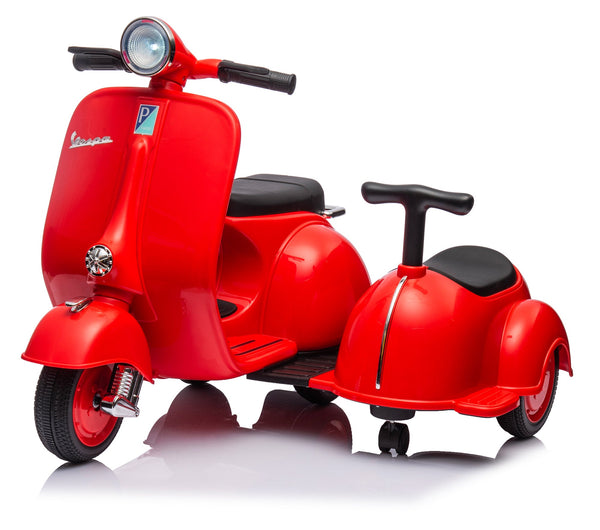 online Piaggio Vespa avec side-car petit électrique 6V pour enfants rouge