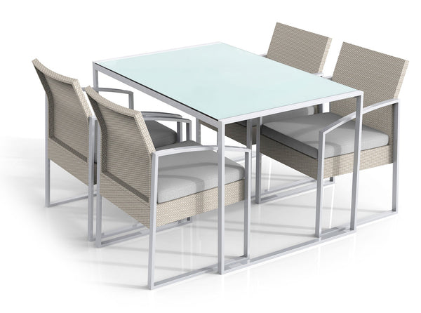 acquista Ensemble table et 4 chaises de jardin Fadi Bilbao en acier et polyrotin