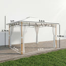 Gazebo da Giardino 360x300x275 cm Tetto Doppio in Metallo e Poliestere UPF50+ con Rete Crema      