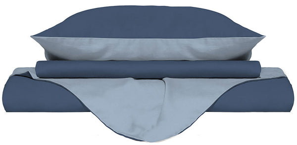 sconto Housse de couette avec sac et taies d'oreiller Doubleface Avio/Azzurro Différentes tailles