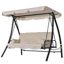 Dondolo Letto 3 Posti da Giardino 209x114x170 cm in Metallo e Poliestere Beige