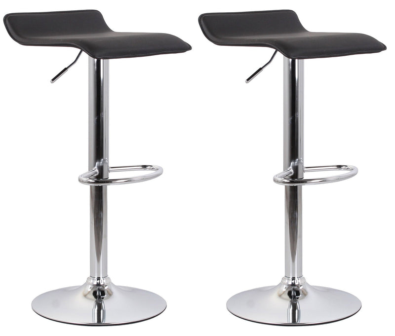 Set 2 Sgabelli 38x40x54/74 cm in Ecopelle con Base Cromata Nero