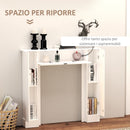 Cornice per Camino 107x18x100 cm in Legno MDF Bianco