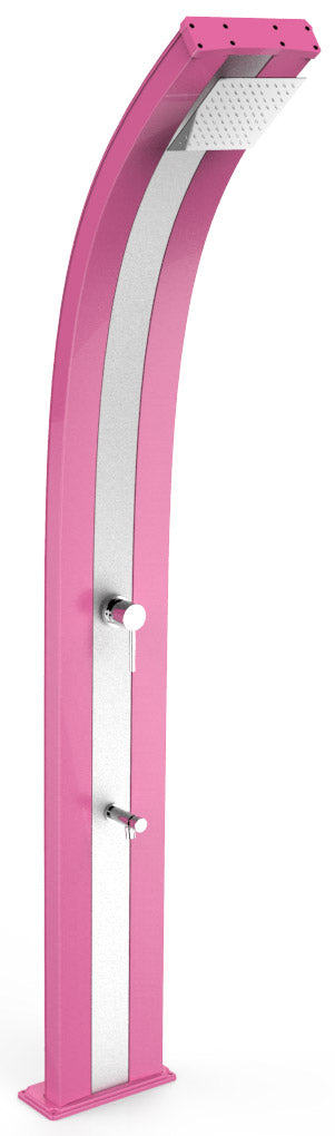 sconto Doccia Solare da Esterno Giardino 40L Miscelatore e Lavapiedi Arkema Dada Fascia Inox Fuxia