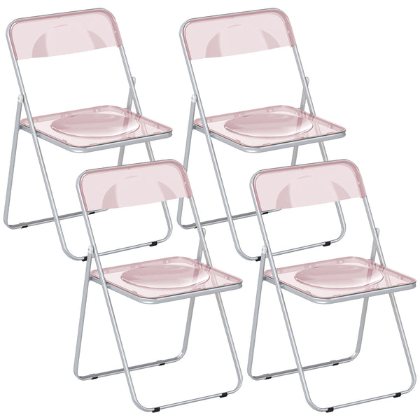 online Set 4 Sedie Pieghevoli 47x48x75 cm in Acrilico Trasparenti Rosa