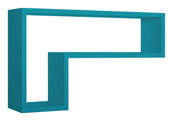 sconto Etagère murale en forme de L 61x37x15,5 cm en panneau de fibres de bois lettre bleue Atoll