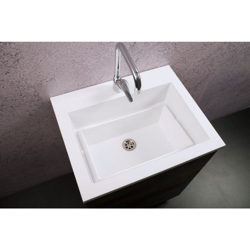 Mobile Lavatoio Vasca Zeus in MineralMarmo Apertura a 2 Ante 60x48x50 cm Olmo Bianco