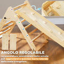 Gioco da Arrampicata per Bambini 147x64,5x63 cm con Triangolo e Pannello Scivolo ed Arrampicata in Legno di Pino Color Legno      