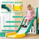 Scivolo per Bambini con Canestro 178x70x86 cm in HDPE e PP Giallo e Verde   