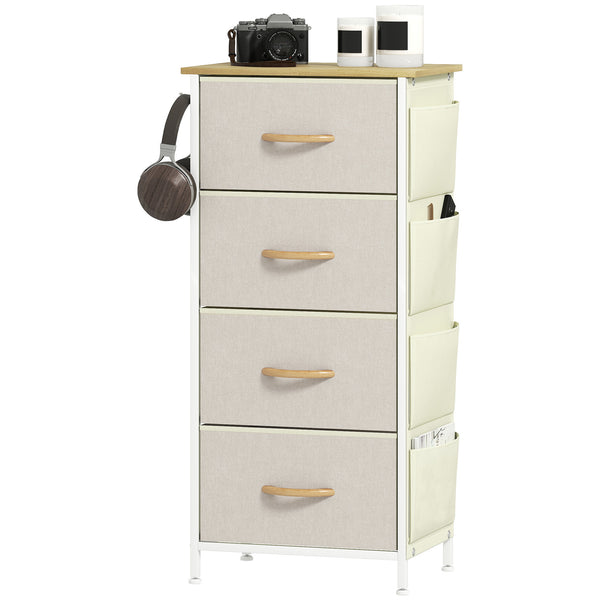 online Cassettiera 4 Cassetti Pieghevoli 45x30x94,5 cm Struttura in Acciaio e Tessuto Beige