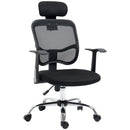 Sedia da Ufficio Ergonomica con Poggiatesta 63x62x106-114 cm in Poliestere e Acciaio Nero  