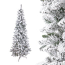 Albero di Natale Artificiale H210 cm Abete Douglas Slim con Neve 669 Tips Verde