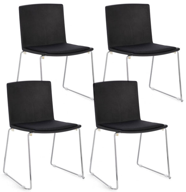 Lot de 4 chaises Giulia 43,5x50x79 cm en polyester chromé et noir sconto