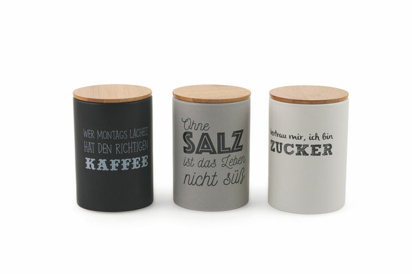 Set 3 Pots Sel Sucre et Café 700 ml en Couvercle Bambou Dolomite Villa d'Este Home Tivoli acquista