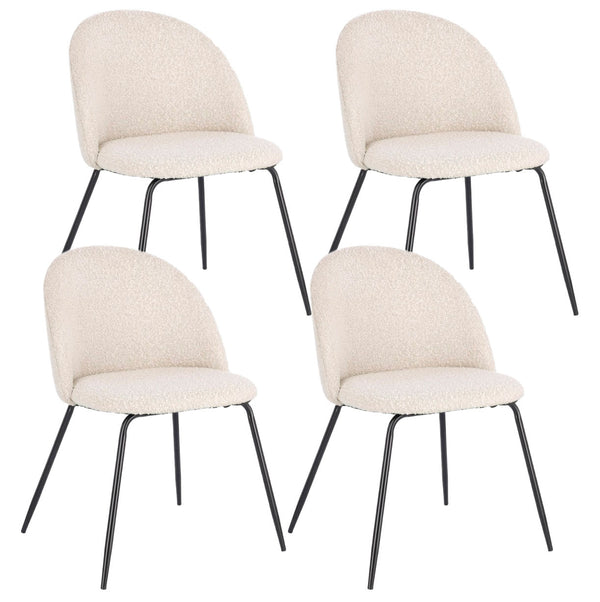 Lot de 4 chaises Tanya 49x55x77 cm en Bouclè Noir et Ivoire prezzo