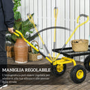 Carrello da Giardino 94x48.5x100 cm con Capacità 150 kg e Maniglia Rivestita in Acciaio Giallo e Nero      