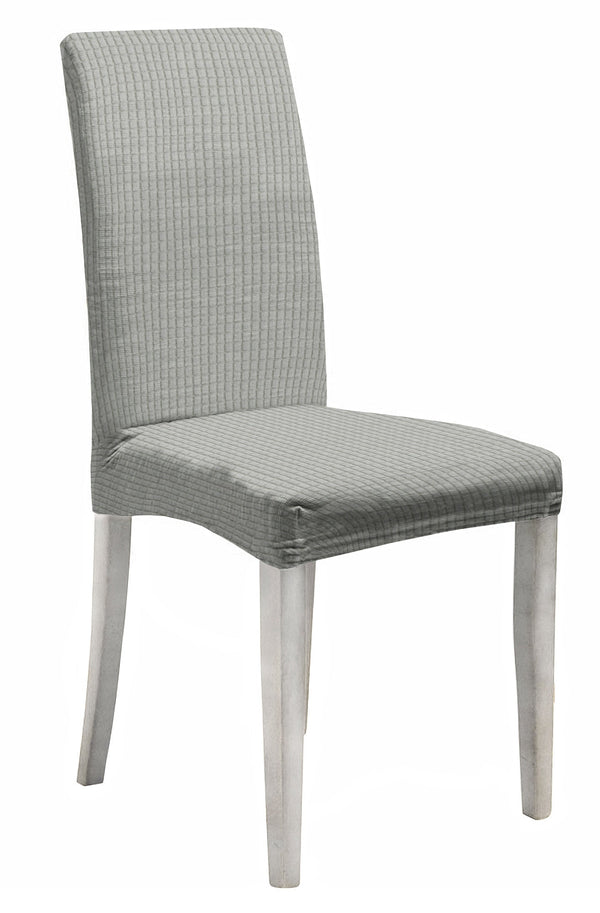 Lot de 2 housses de chaise avec dossier élastiqué en polyester gris clair Leslie acquista