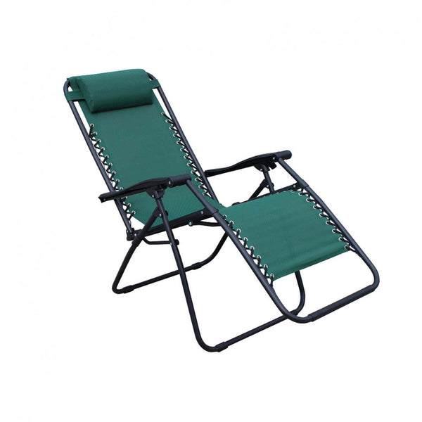 acquista Chaise longue pliante inclinable Zero Gravity 88x65x110 h cm en acier et textilène vert foncé