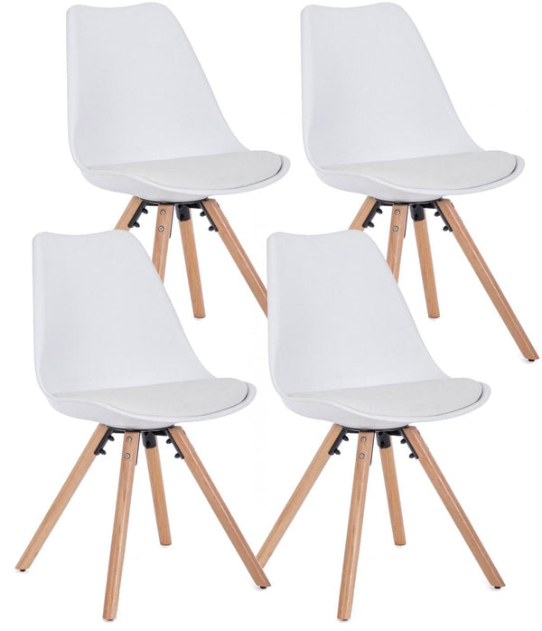 prezzo Lot de 4 Chaises 54x49x83,5 cm en Simili Cuir Blanc