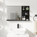 Specchio Bagno da Parete 75x10x48 cm con Mensole in Legno e Vetro Nero  