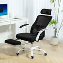 Sedia da Ufficio 66x64x110-118A cm Reclinabile 135° con Poggiapiedi Supporto Lombare Poggiatesta in Rete Nero      