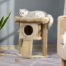 Albero Tiragraffi per Gatti con Casetta e Lettino 40x40x57 cm in Peluche e Juta Marrone