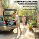 Set di 2 Sedie 58x62x97 cm Pieghevoli con Schienale Alto e Braccioli in Acciaio e Tessuto Grigio Chiaro      