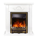 Camino Elettrico da Pavimento 90x90x27 cm Effetto Fiamma 2000W Sorina & Meridian Bianco