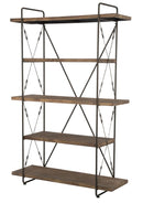 Libreria Raw 119,5x41x185,5 cm in Ferro e MDF Marrone e Nero