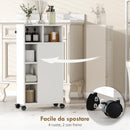 Mobiletto Bagno Salvaspazio 20x40x80 cm con Ruote 3 Cassetti e 5 Vani con Ripiani Regolabili Bianco      