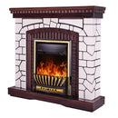 Camino Elettrico da Pavimento 105,8x110x30 cm Effetto Fiamma 1500W Natali & Meridian Bianco/noce scuro