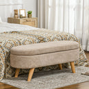 Panca Fondo Letto Imbottita con Vano Contenitore 110x40x43 cm Beige  