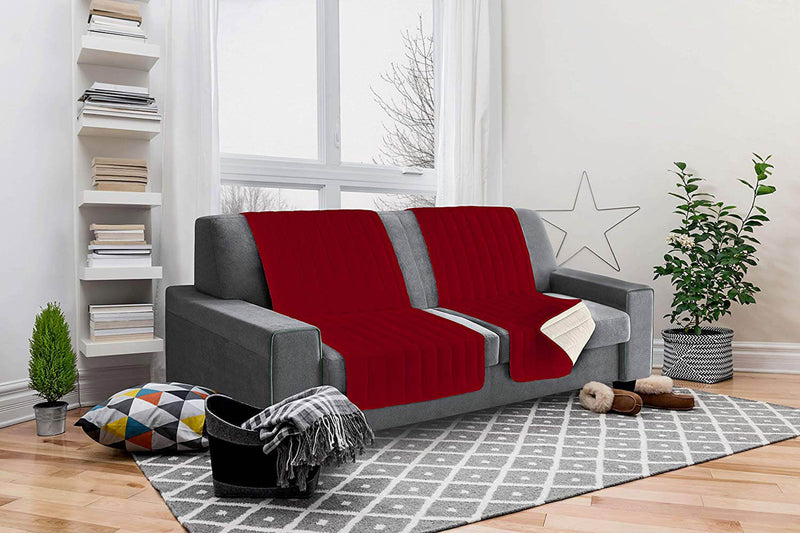 Copridivano a Fascia Doubleface Trapuntato 60x190cm Bordeaux/Panna