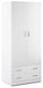 Armoire 2 Portes 2 Tiroirs 77x182x52 cm Blanc Lisse