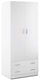 Armoire 2 Portes 2 Tiroirs 77x182x52 cm Blanc Lisse