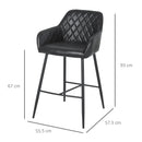 Set 2 Sgabelli Imbottiti 55,5x57,5x93 cm  Neri