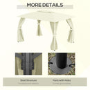 Gazebo da Giardino 3,95x2,95m in Acciaio Beige