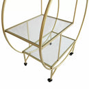 Carrello da Cocktail 3 Ripiani 94x82x37 cm in Vetro e Ferro Oro