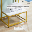 Tavolino Basso 45x40x61,5 cm in Metallo e Truciolare Bianco e Oro