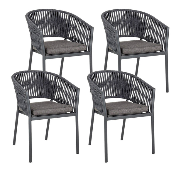 sconto Set 4 Sedie 57x60x80h cm con Braccioli e Cuscini Florencia Antracite